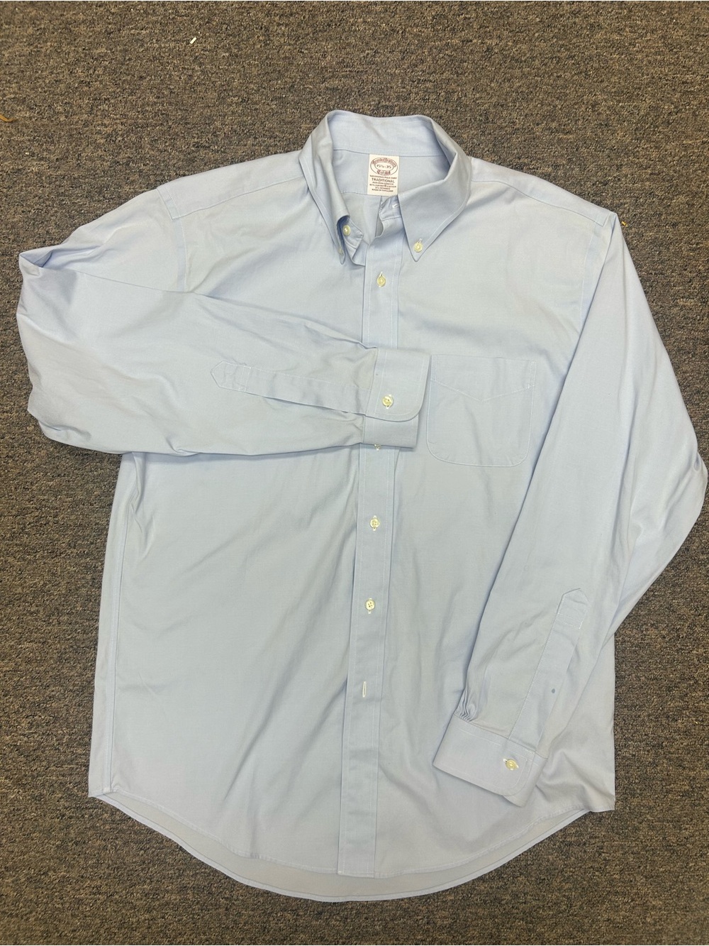 Brooks Brothers Mens Button Down Traditional Non-Iron Stretch 15.5-35 Light Blue